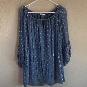 GUC Westport BoHo Metallic Dot Hi-Lo Blouse